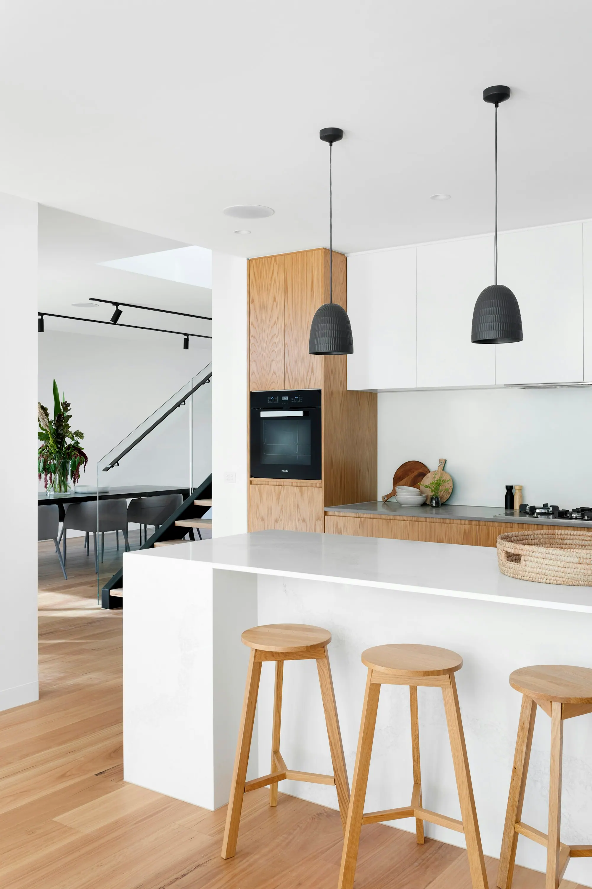 Oak kitchen with a stone island